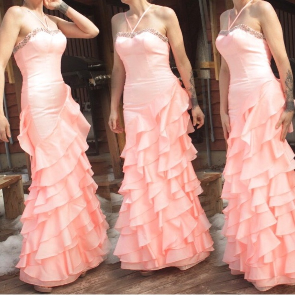 Size 2 coral pink corset back dress
